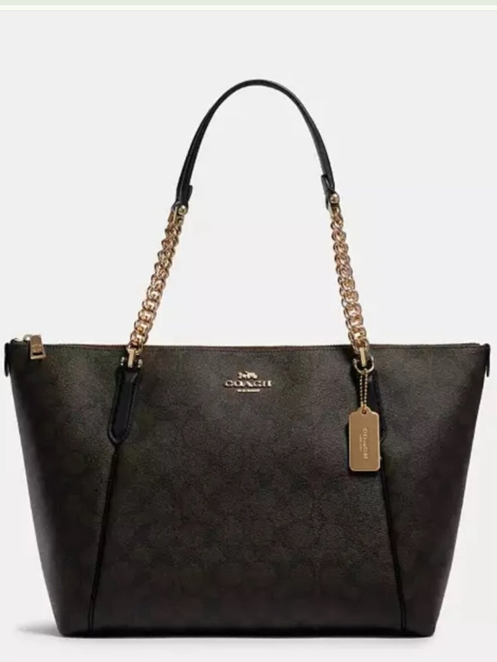 Coach Ava Chain Tote Signature Canvas Brown/Black